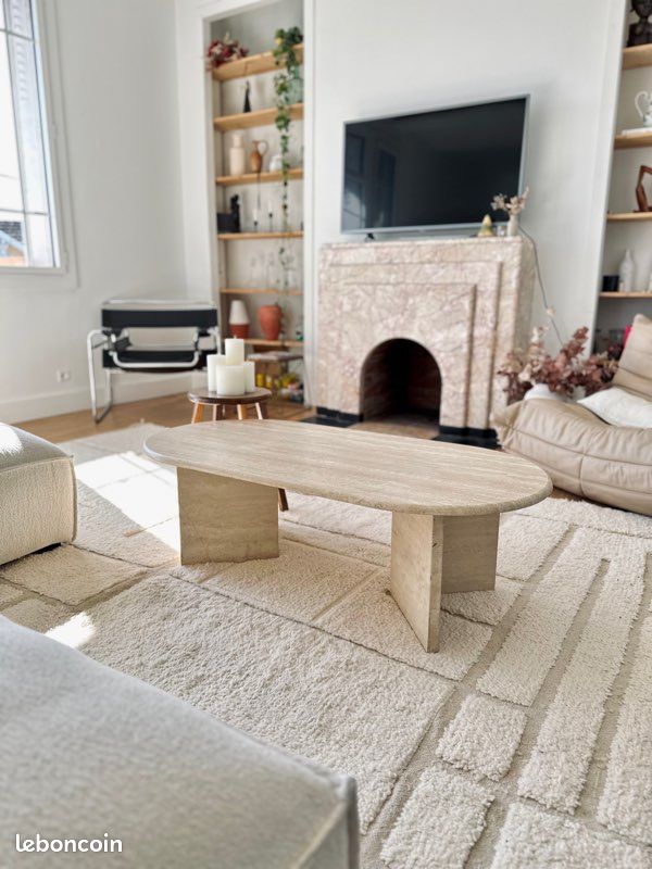 Table basse ovale en travertin (image 3)