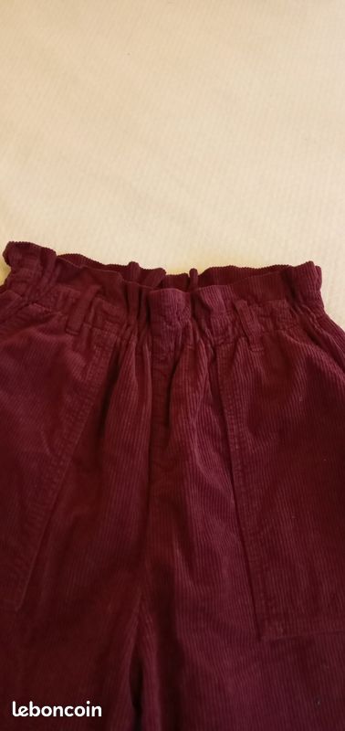 Pantalon femme velours bordeaux (image 4)