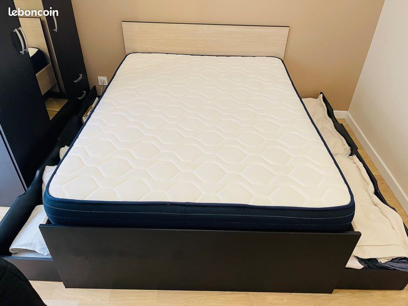 Lit, sommier et matelas 140 x 190 x 25 cm (image 2)