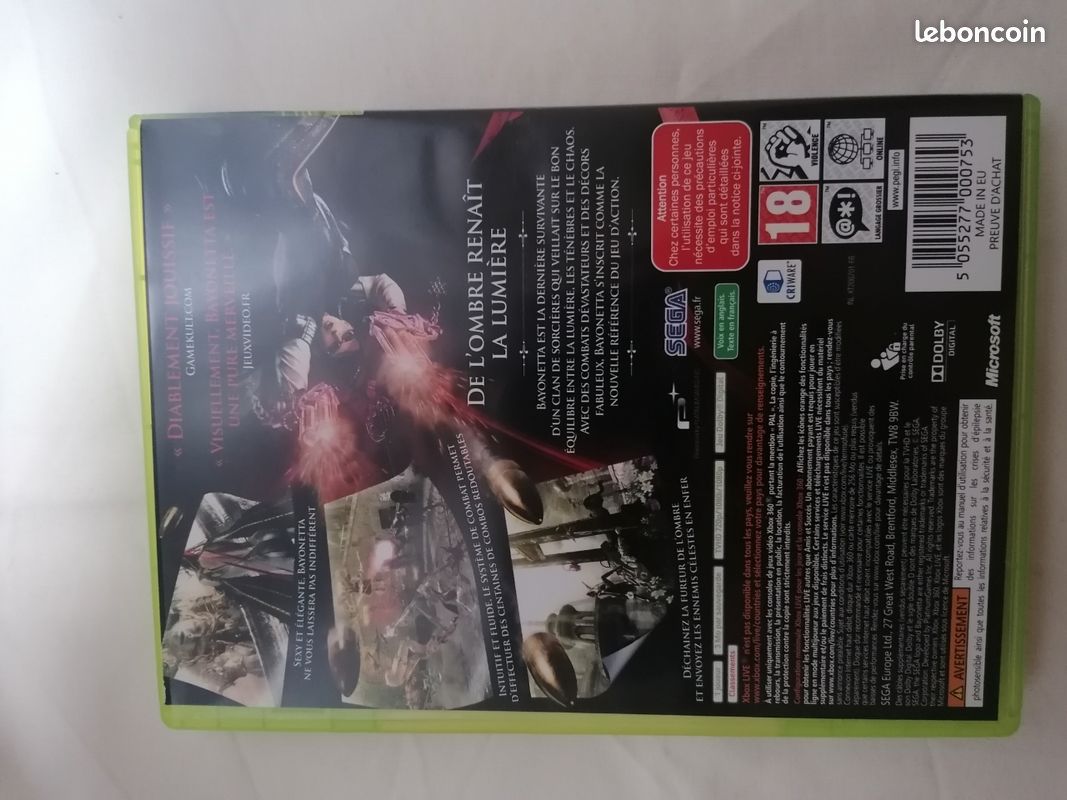 Bayonetta Xbox 360 - Version Française Complète Avec Notice - Comme Neuf, PAL