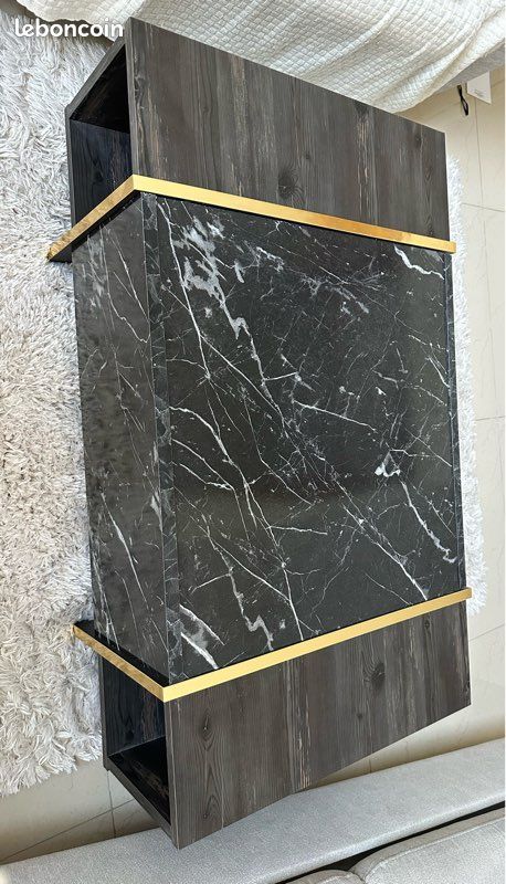 Table basse avec rangement effet marbre (image 5)