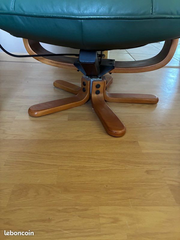 Fauteuil accoudoir en cuir vert (image 2)