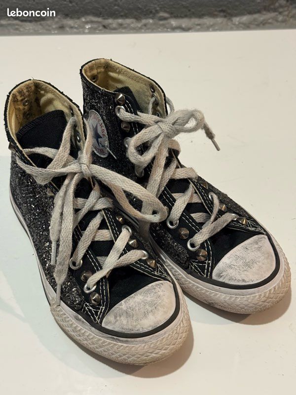 Basket Converse mi montantes à paillettes argenté fille taille 31