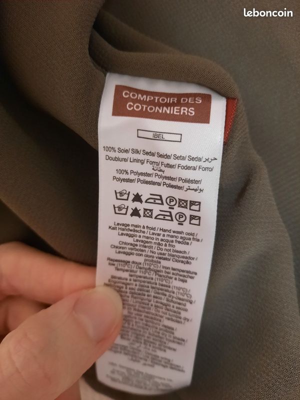 Robe Comptoir Des Cotonniers En Soie Kaki - Taille S, Très Bon état Occasion