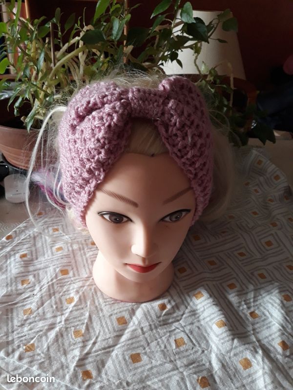 Bandeau de tête cache oreilles 48 cm avec noeud - headband (image 1)