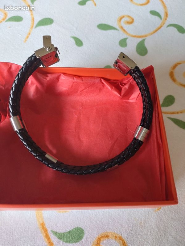 QLEQMZTV Bracelet Tissé Cuir Homme - Bracelet Torsadé Tressé Vintage Réglable Cadeau