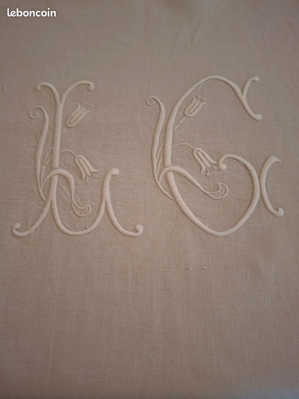 Draps ancien monogramme d'occasion - Linge de maison