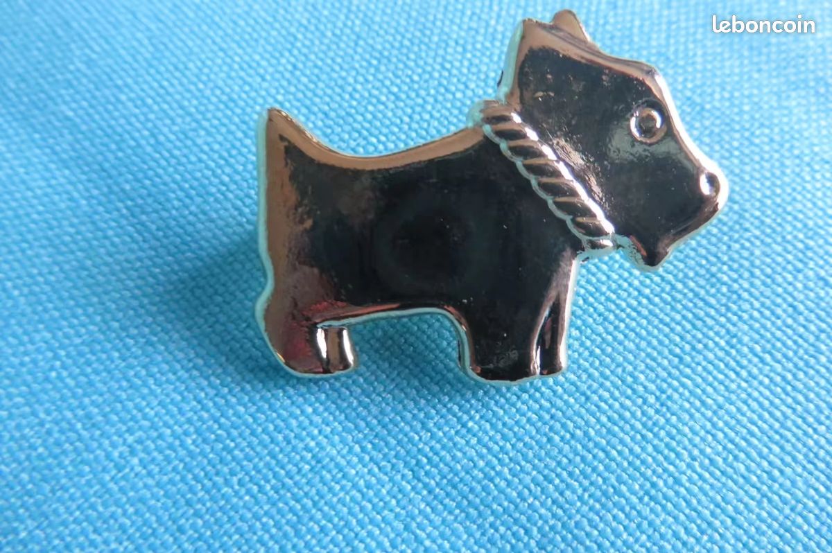 TRIFARI ALFRED PHILIPPE Vintage Plaqué Or Chien Scottie Strass Petit