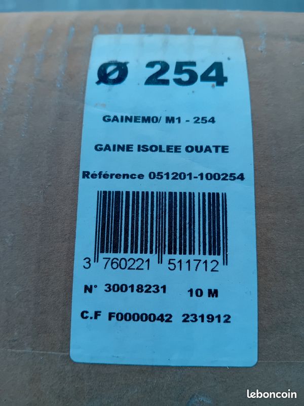 Conduit isolé pour climatisation gainable diamètre 254 (image 1)