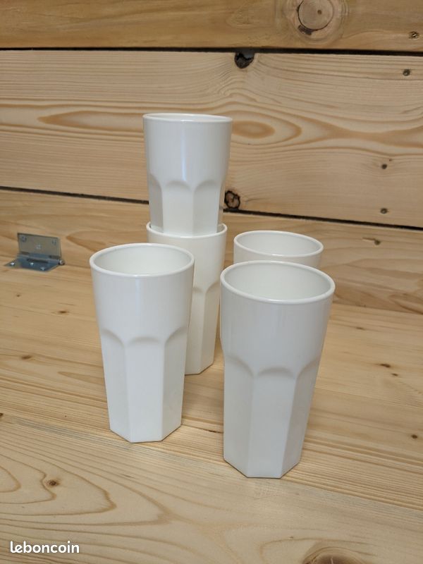 Lot de 5 gobelets en verre blanc Ikea (image 1)