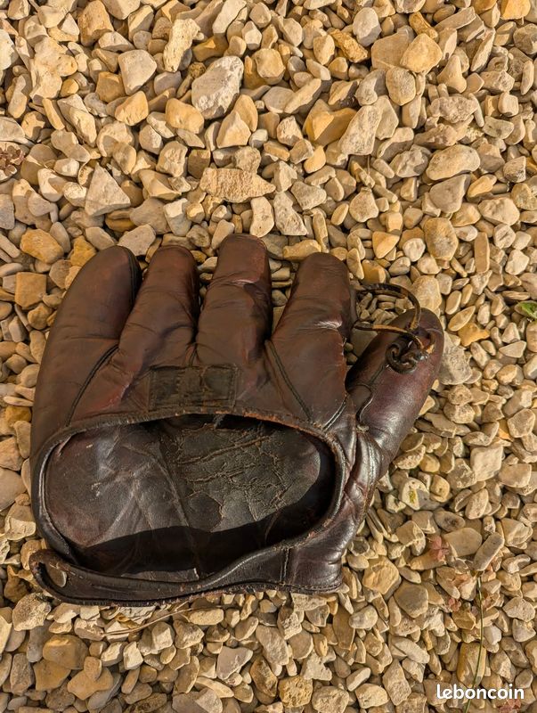 Gant De Baseball Spalding Vintage – Cuir Brun, Doigt Fendu, Fabriqué Aux États-Unis