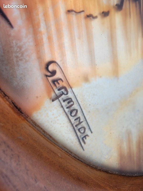 Plateau Art déco peinture sur verre signé Germonde (image 3)