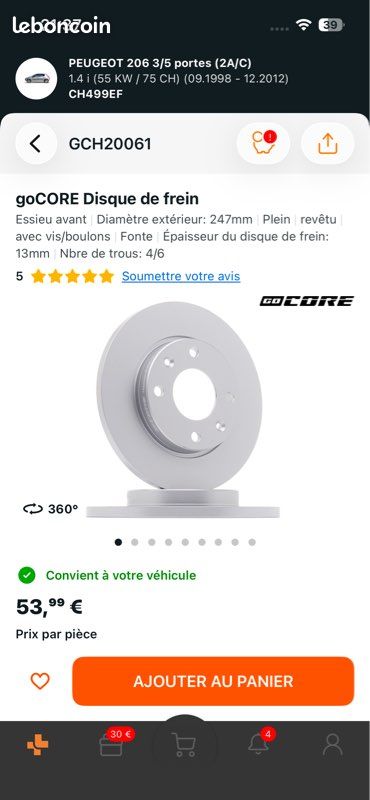 Disque de frein 206 (image 2)