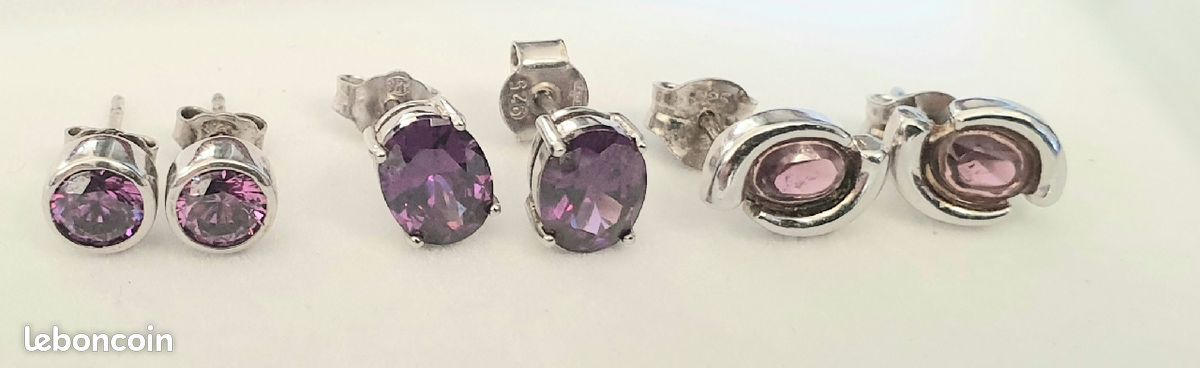 Boucles d'oreilles en argent et améthyste (image 2)