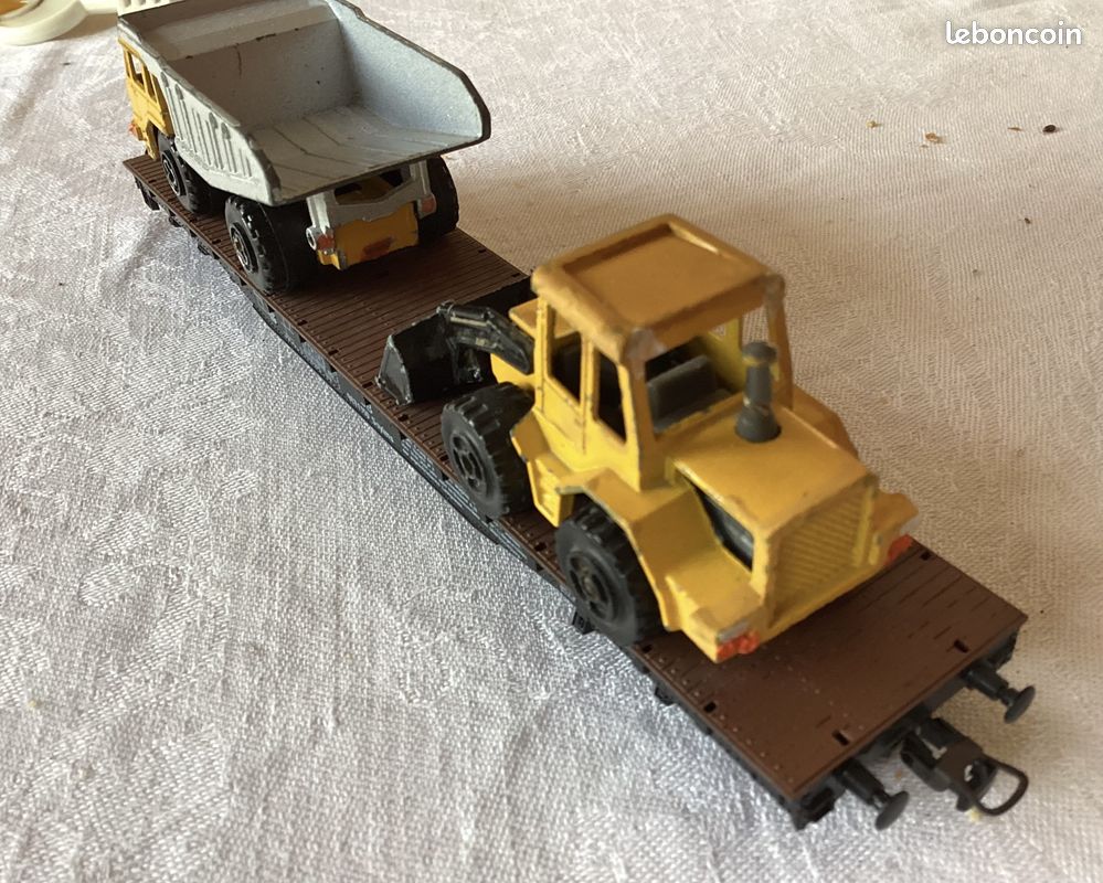 Lot 3 Wagons ROCO, 2 Plats à rancher 2 X Bogies + 1 Fermé SERNAM 2 X