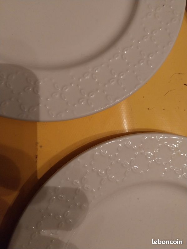 6 Assiettes à Dessert Geneviève Lethu 'Grain De Riz' - Faïence Taupe, Diamètre 21 Cm - Classique Français