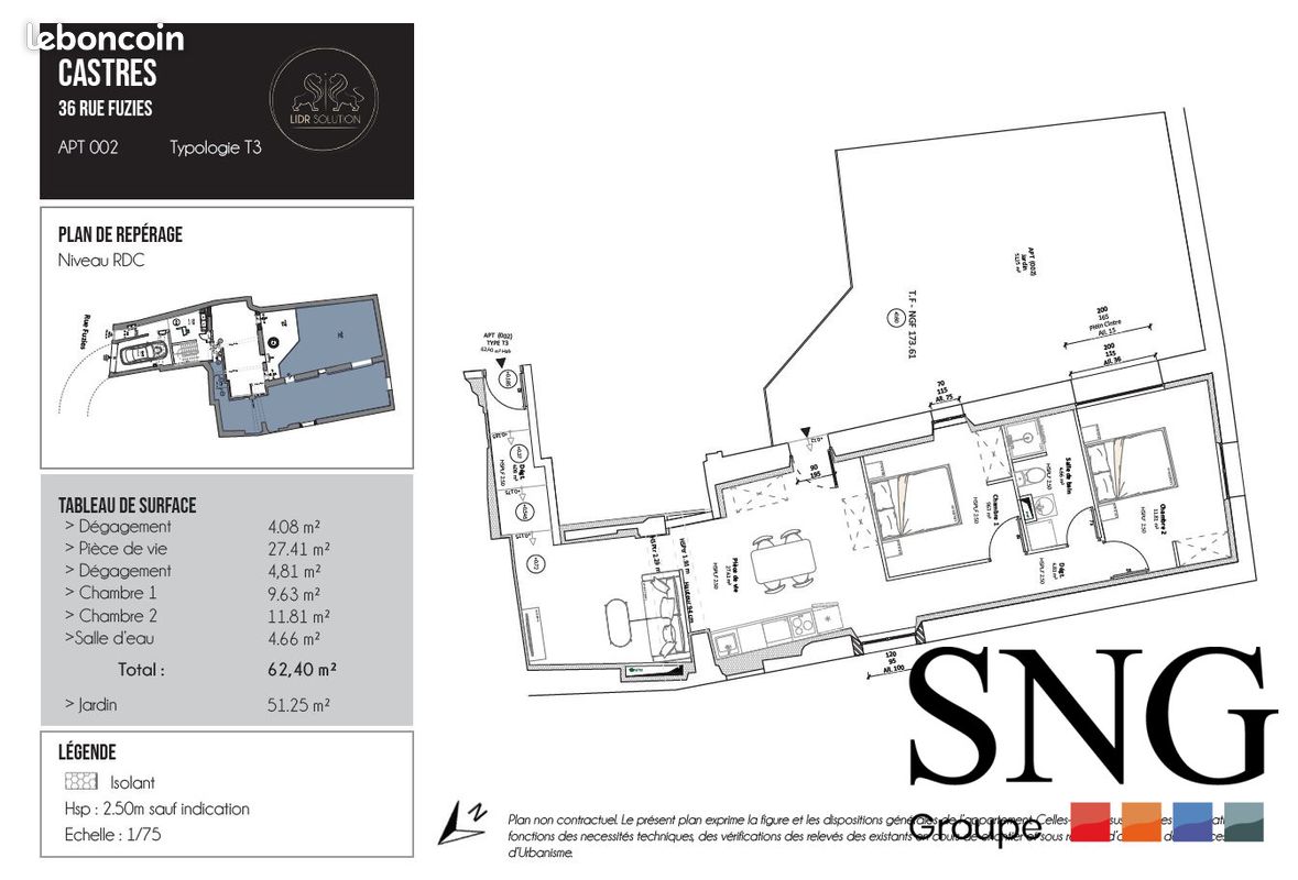 Appartement 3 pièces 62 m² · à Castres · 62 m² · 720 €