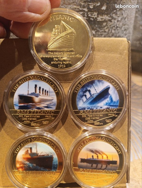 Cadeau Collectionneur Maritime Pièce Commémorative Titanic En Plaqué Or Cadeau Collectionneur Maritime Pièce Commémorative Titanic En Plaqué Or