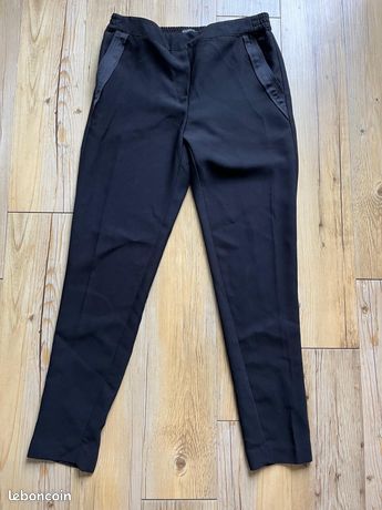 Pantalon Femme Noir Monoprix Taille 38 - Coupe Droite, Matière Polyester/viscose, Occasion Très Bon état