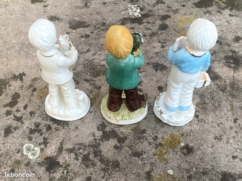 Lot de 3 hirondelles en céramique rose pâle
