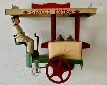 Jouet Ancien En Tôle : Chariot De Gare Porte-bagages Mécanique (La Hotte St Nicolas)