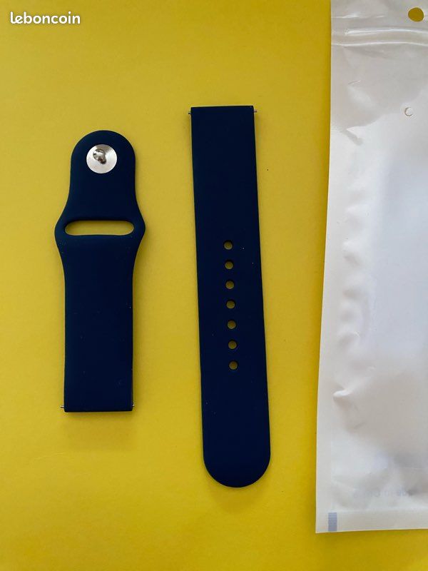 Bracelet montre silicone bleu marine 22mm neuf (image 4)