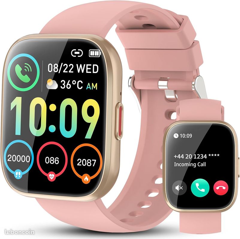 Montre Connectée Homme avec Température Corporelle Appels Bluetooth, Étanche IP68 Cardio