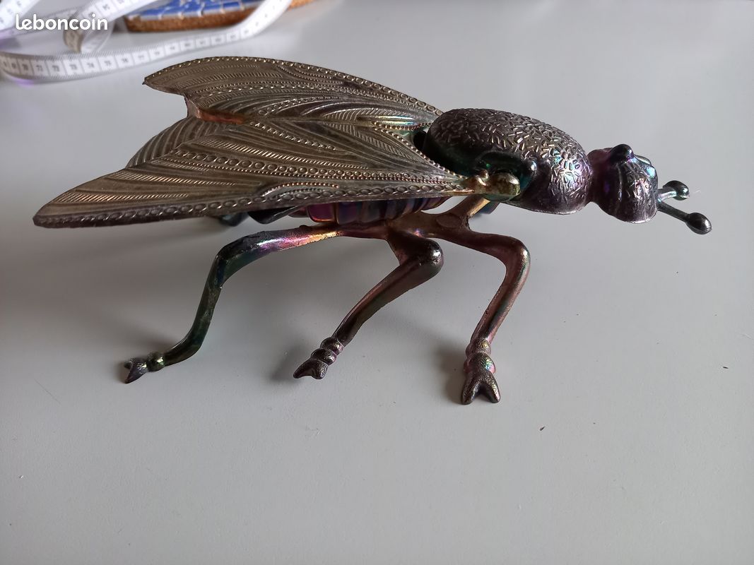 Cendrier mouche en métal argenté