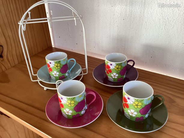 Genevieve Lethu Vicenza - 5 Tasses à Café et Sous Tasses Genevieve Lethu Vicenza - 5 Tasses à Café et Sous Tasses