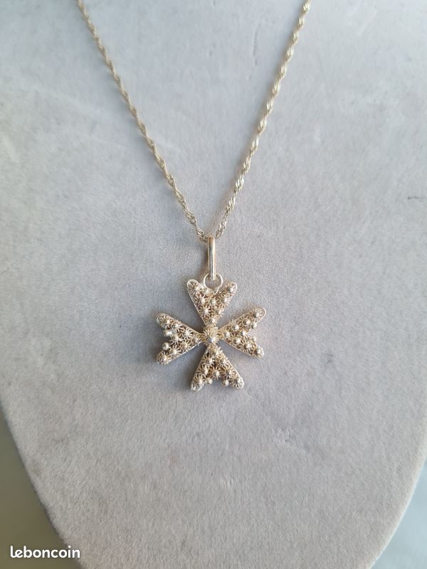 Chaîne Avec Pendentif En Argent Sterling - Longueur 41-45 Cm - Bijou Occasion