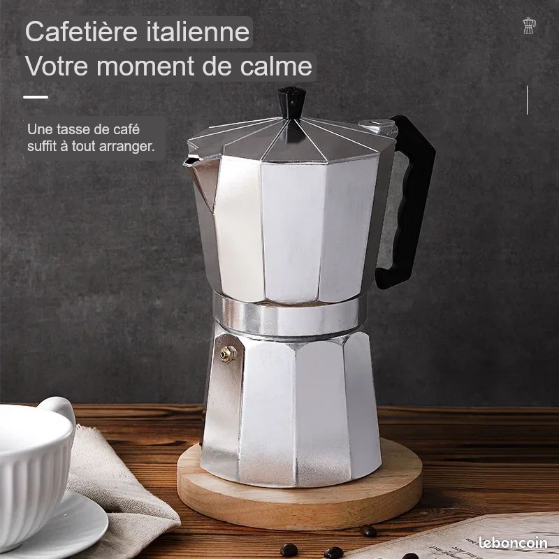 Cafetière Moka Octogonale En Aluminium Jaune Pâle - 300 Ml, Pour Plaque Gaz/électrique, Poignée Antidérapante