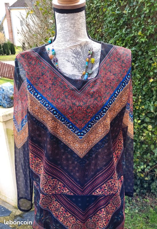 Robe Desigual XL 42 - Style évasé En Viscose Multicolore - Occasion Très Bon état