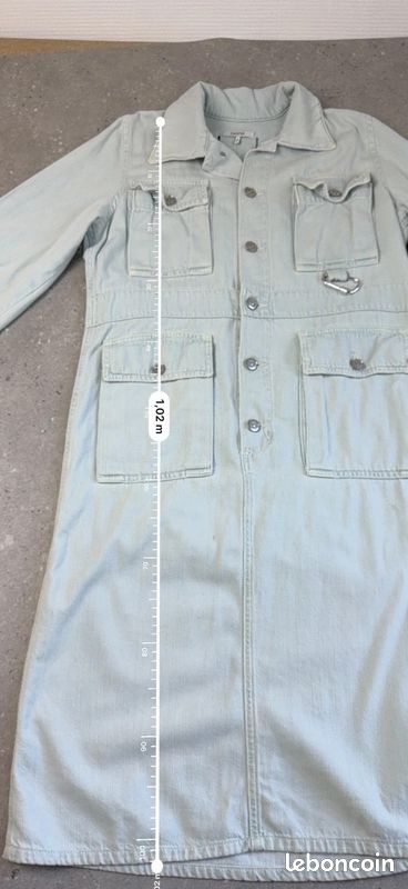 Robe combinaison en Jean Ganni L Femme - 40 bleu clair denim col chemise coton boutons pression (image 13)