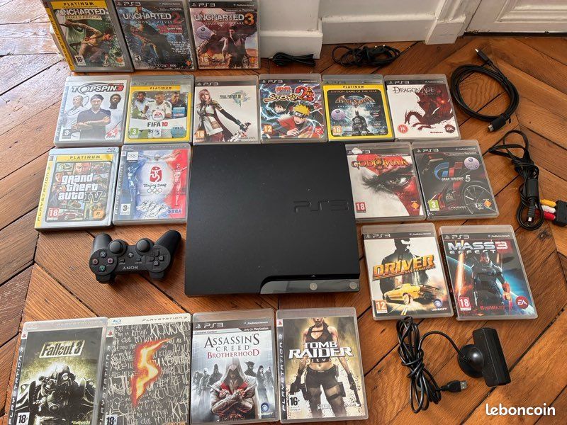 Console Sony PlayStation 3 Noire - 120 Go, Avec 16 Jeux Et 1 Manette, D'occasion