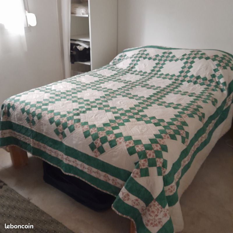 Patchwork de couvre-lit fait main victorien antique des années