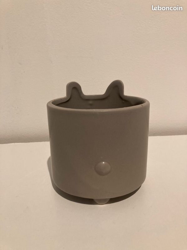 Pot de fleur chat gris (image 2)