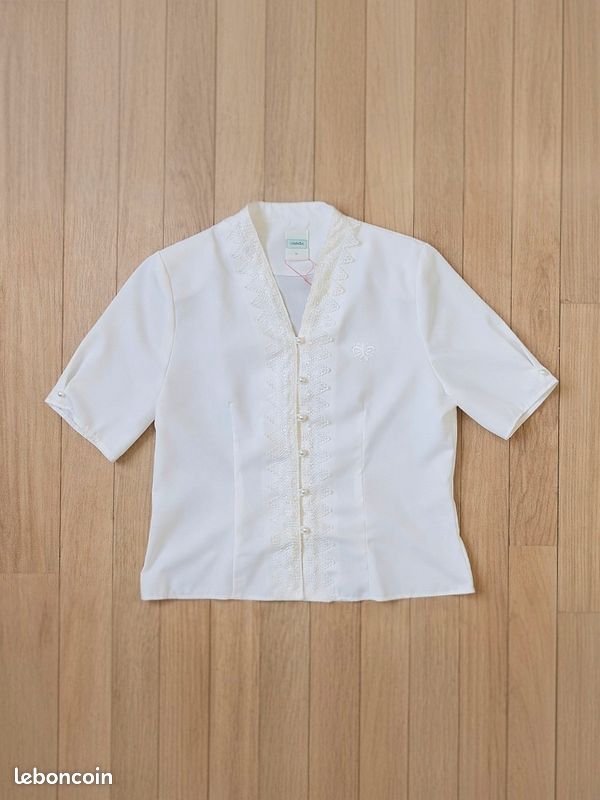 Blouse Beauté Femme - Boutonnée blanc/turquoise | CLINIC DRESS