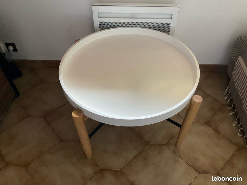 Table, ronde de Salon, naturel, plateau blanc (image 3)