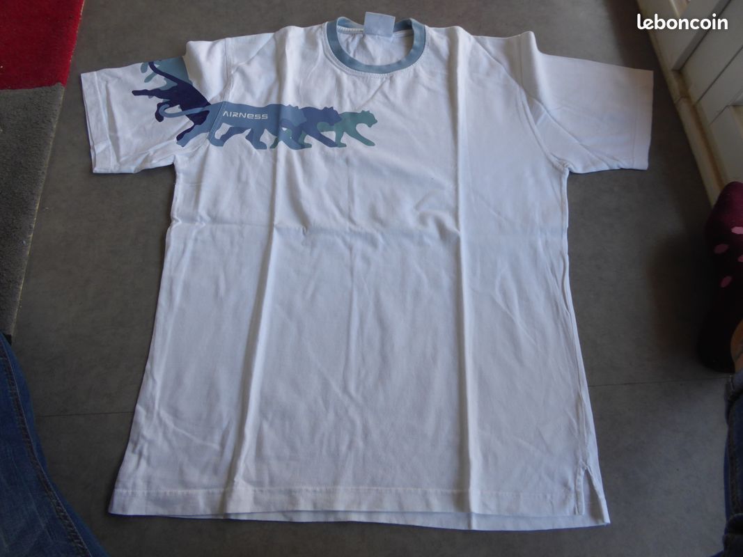 T-shirt homme blanc/bleu Airness - XL (image 1)