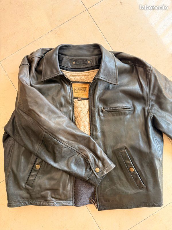 Blouson Redskins en cuir véritable noir (image 2)