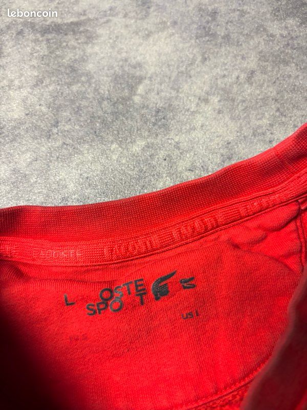 Pull Lacoste sport rouge logo Lacoste manches - L (image 5)