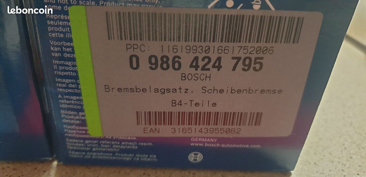 Plaquette frein 0 986 424 795 (image 2)