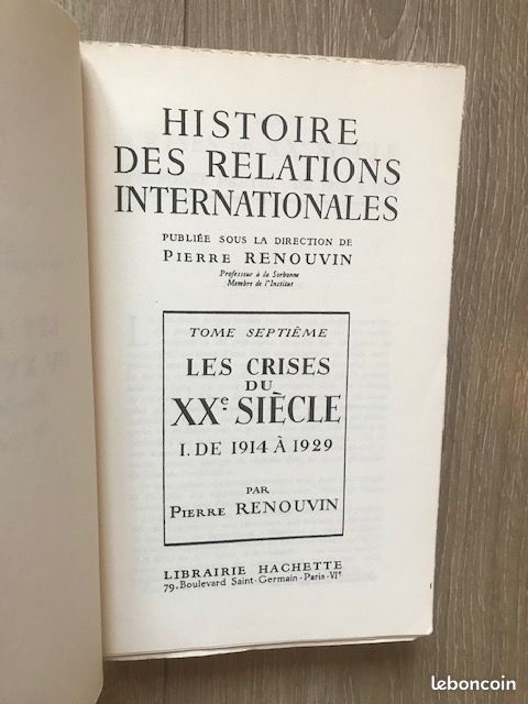 Rare : Histoire des relations internationales T7 les crises du XXe siècle 1914 - 1929 P.Renouvin (image 2)