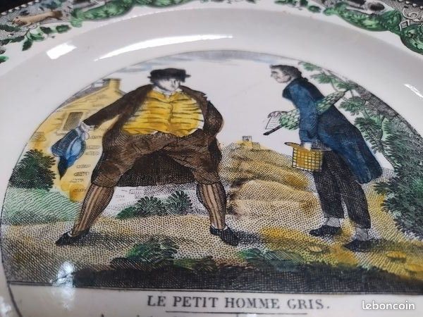 Assiette parlante polychrome Louis Lebeuf et Thibault à Montereau, début XIXème (image 5)
