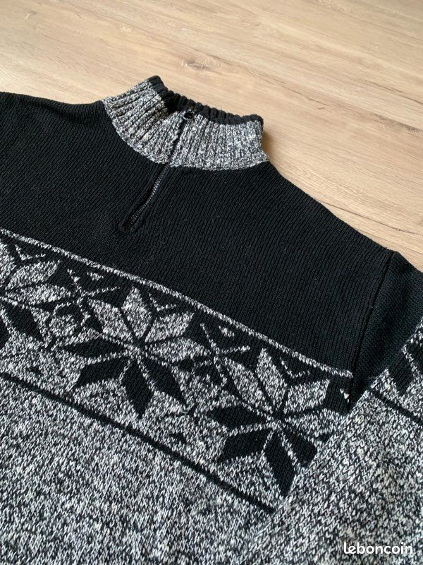 Pull gris et noir à motif 1/4 zip vintage y2k - Taille XL (image 3)