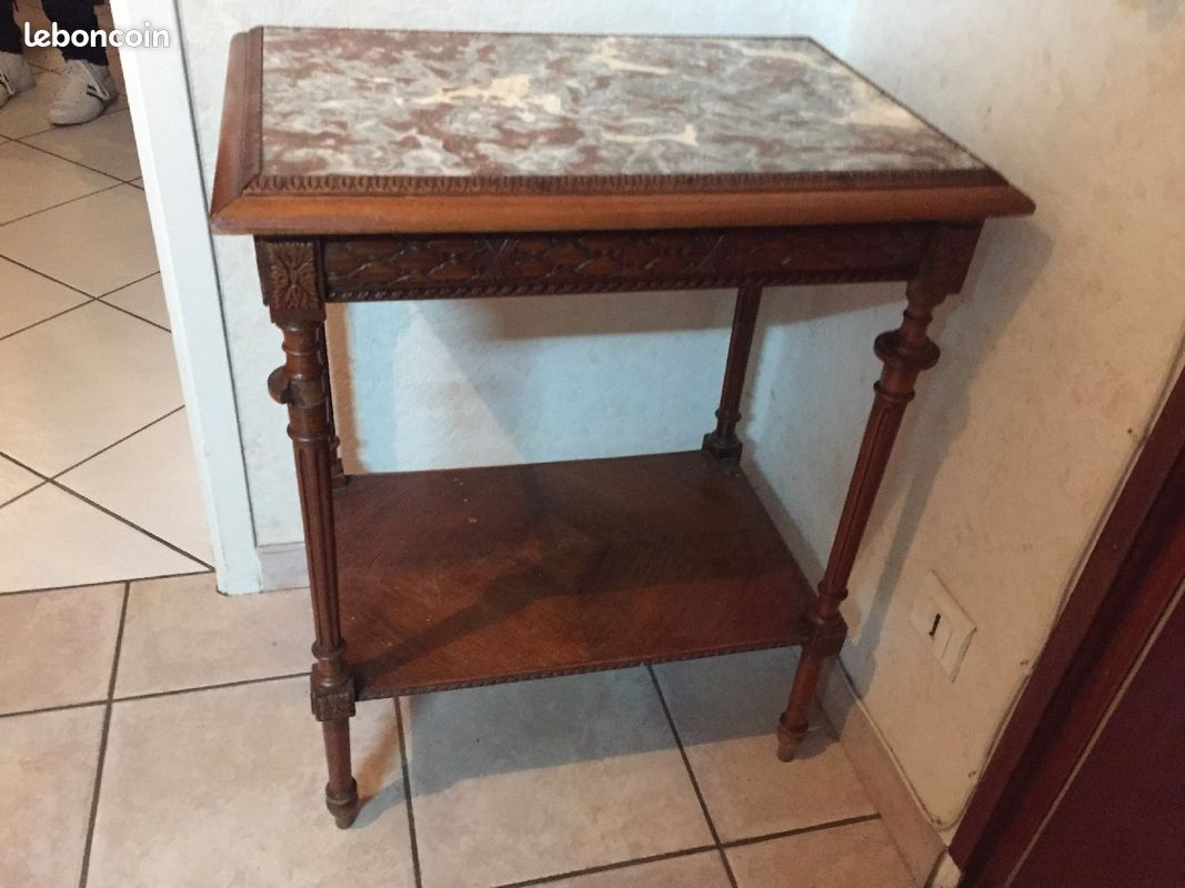 Console desserte bois et marbre (image 1)