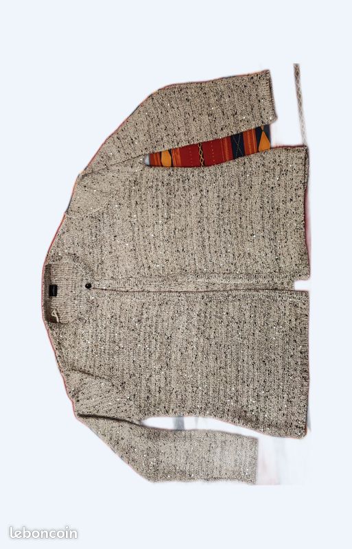 Gilet femme de fête, taille XL, beige, noir avec perles brodés