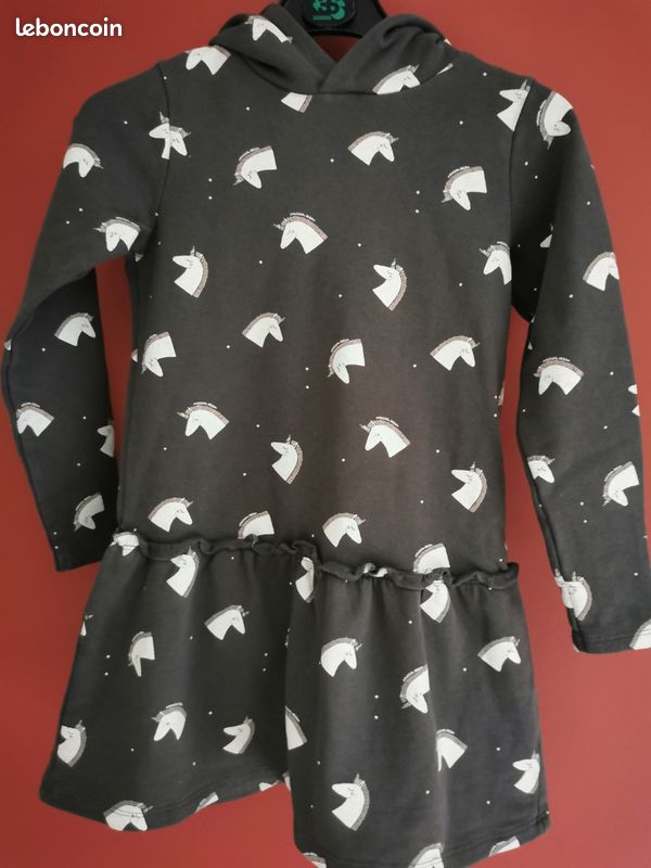 Robe sweat à capuche 8 ans Vert baudet (image 1)