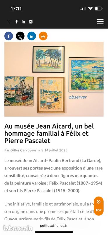 Tableau huile toile Haute Provence Allemagne-en-Provence Pierre Pascalet 1970 (image 6)