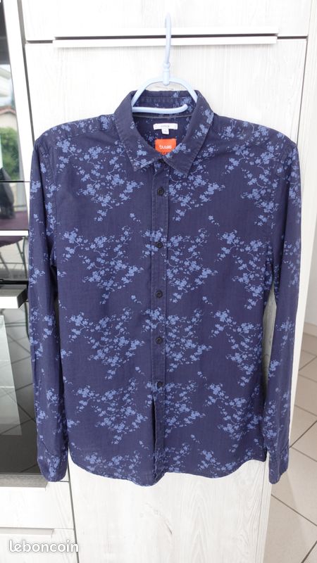 Chemise taille 3 bleu marine motif manche longue (image 4)